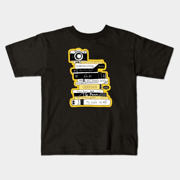 Book Photography - Stack of Books - Bookstagram (Sunny Yellow) Kids T-Shirt by applebubble